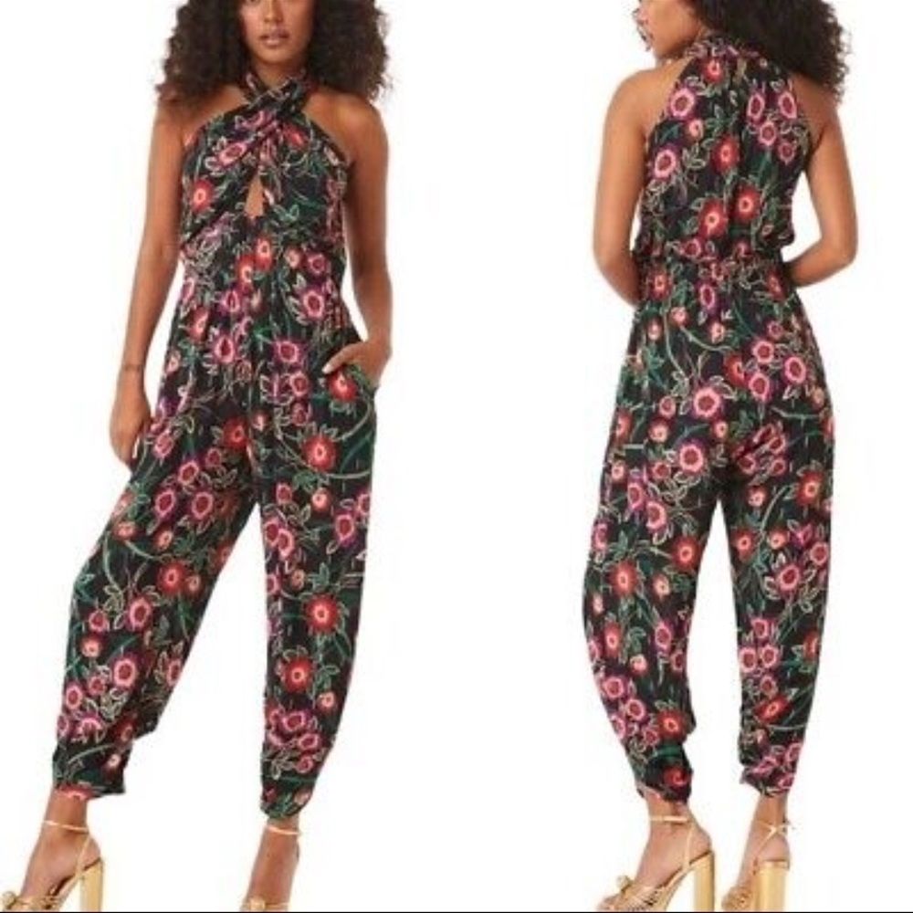 NWT Misa Los Angeles Halter Kora Floral Jumpsuit With Pockets​​